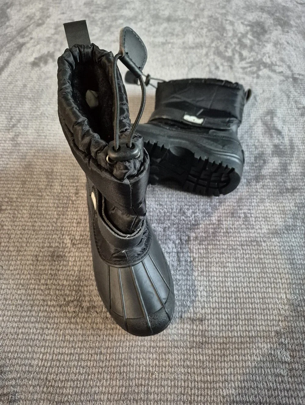 Polar Duck Boots Snow Lined Black Bungee Drawstring 36(US 5.5-6) Water Resistant